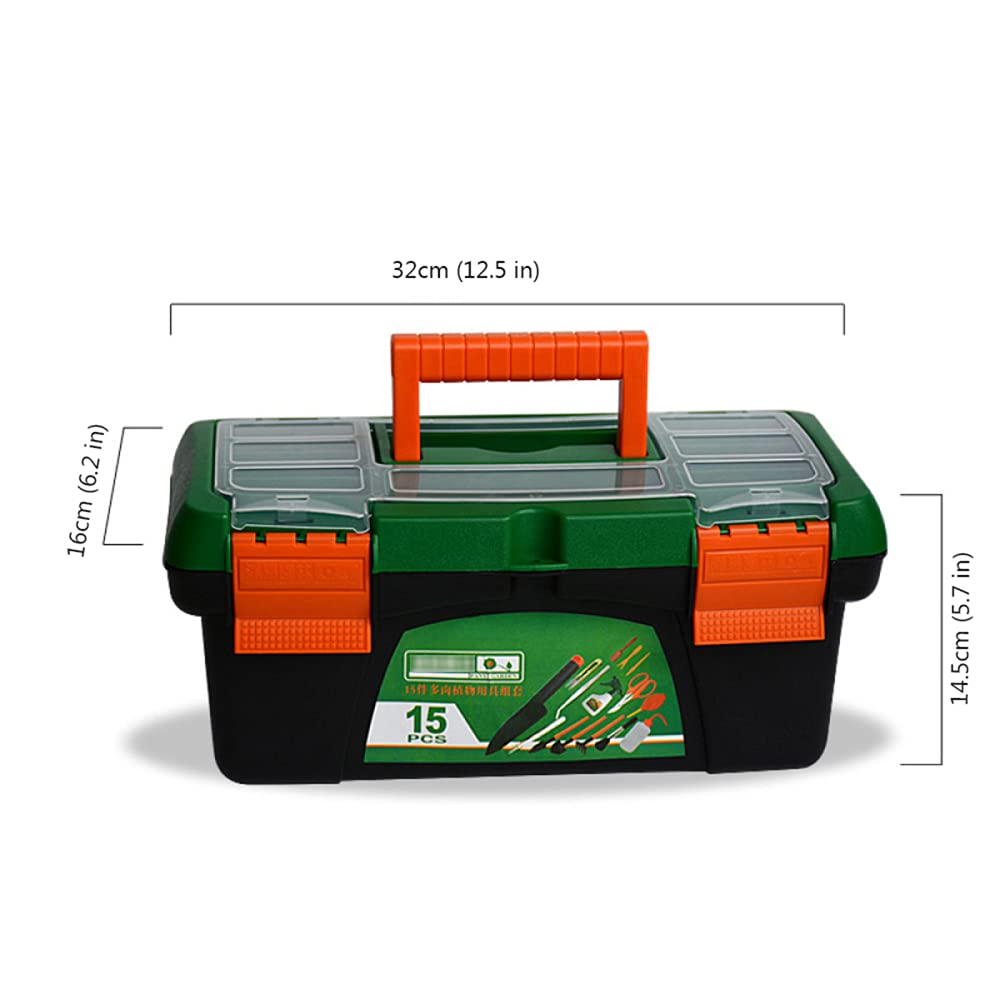 ZXCVB Kit Jardineria,15Pcs Mini Herramientas Jardinería,Ligeras Y Compactas Juego De Herramientas De Jardín con Caja De Almacenaje,para Mujeres/Hombres/Jardineros/Padres E Hijos