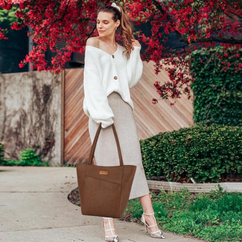 Image of Tote Bag for Women,Large Capacity Straw&Vegan Leather Tote Purses for Women,Shoulder Bags For Daily Travel Work Beach