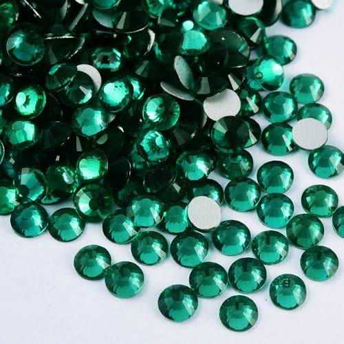 Image of 288pcs DIY Glass Flatback Rhinestones for Bedazzling,Round Crystal Gems for Nail Art,Stage Makeup,Clothing,Bag Decoration 0.24 inch 6.2mm SS30 Green Zircon