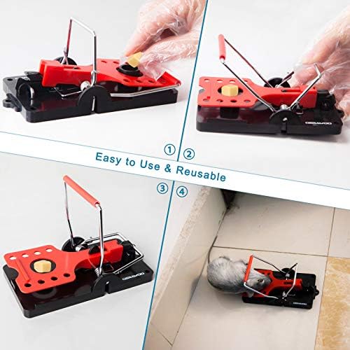 Rat Traps That Kill Instantly for Indoors and Outdoors, 4 Pcs Extra Large Heavy Duty Rat Killer and Mouse Trap, Reusable Rat Catcher Easy to Use Safer for Family and Pets