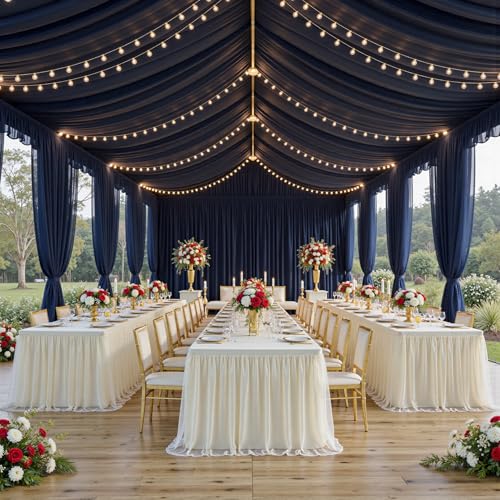 familus Ivory Table Cloths 6 Foot Rectangle 4 Pack Stretch Ruffle Tulle Tablecloth Spandex Fitted Table Cover for 6 Foot Tulle Table Skirts for Party Wedding Table Cloths, Banquets by familus - Used condition - Image 8