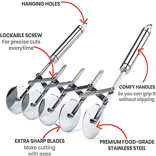 5-Wielige Pizzasnijder, Intrekbare Multi-Wiel Roestvrijstalen Pizzakookplaat, Zijwiel Voor Gebakssnijder Voor Keuken (Roestvrij staal) - Image 6