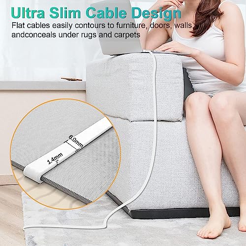 Soibke Ethernet Cable 40m, High Speed Cat 6 Internet Cable Flat Wlan, Long White Wifi Slim RJ45 LAN Cable - Image 4