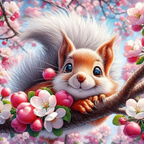 Kexpery 5D Diy Full Round Drill Squirrel Kit Home Decor Art 40 x 40 cm
