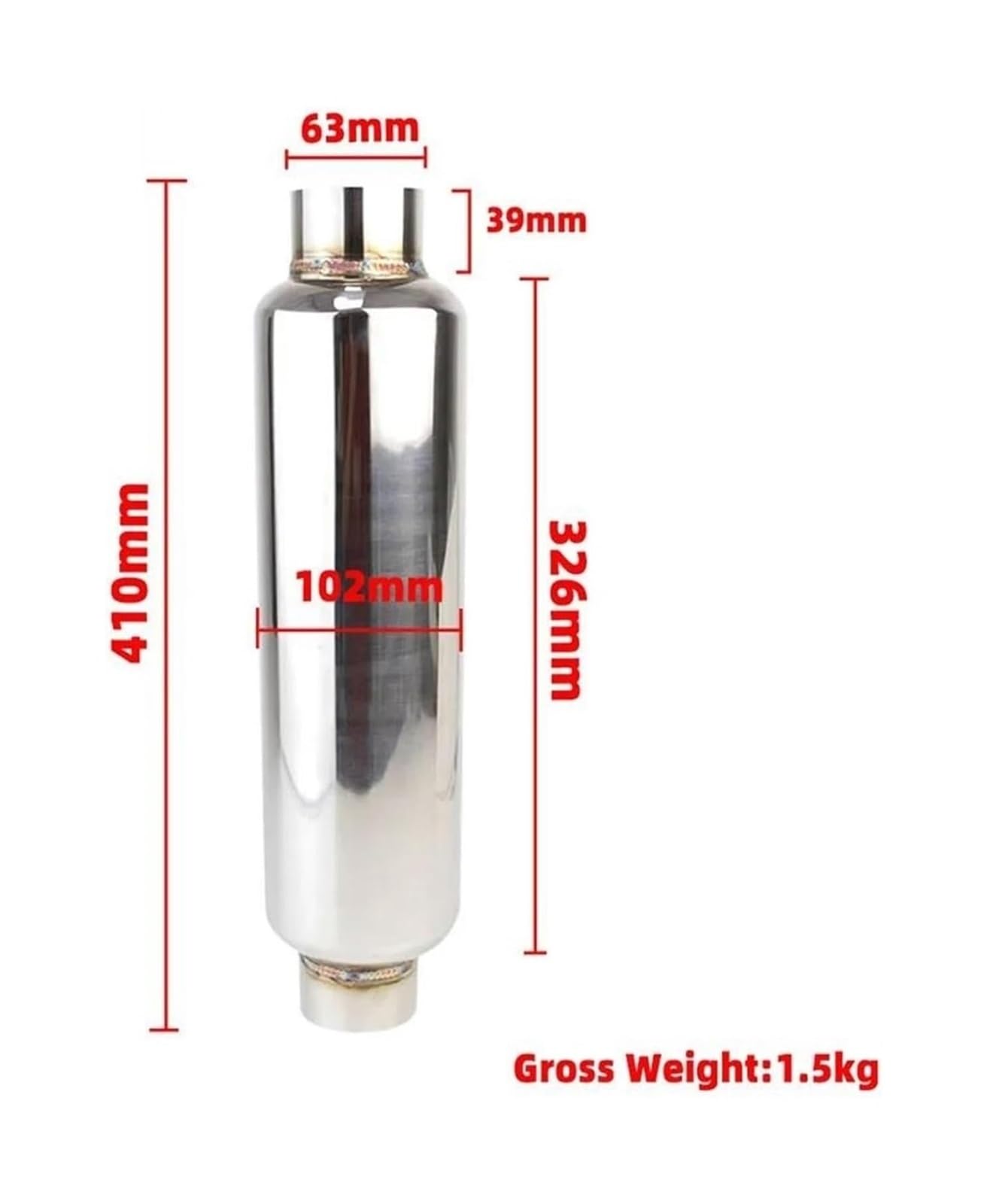 Tubo Escape Coche Punta Acero Inoxidable Silenciador 63mm Garganta Trasera Universal Carreras Silbato Coche Escape Tubo Silenciador