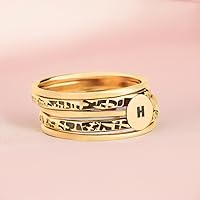 Vista 6 de Melanie Golden Jewelry Initial Stacking Rings Set Of 5 In Gold, Silver, Or Rose Gold Personalized Custom Letter Monogram Stackable Family Ring