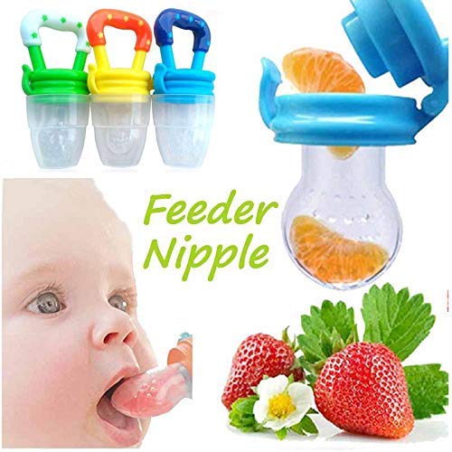 Roforuf Silicone Fruit Feeder/Nibbler/Pacifier 2pcs, Finger Tooth Brush 2pcs for Babies (Pack of 4 Blue & Pink) - Image 7 thumbnail