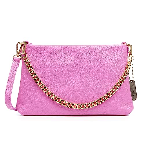 Sac à bandoulière femme cuir véritable rose petit format dollaro