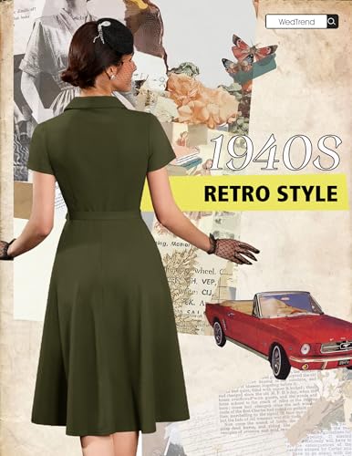 Image of Wedtrend Women's Vintage Tea Dress, Short Sleeve Cocktail Party Dress Work Church Casual Dress