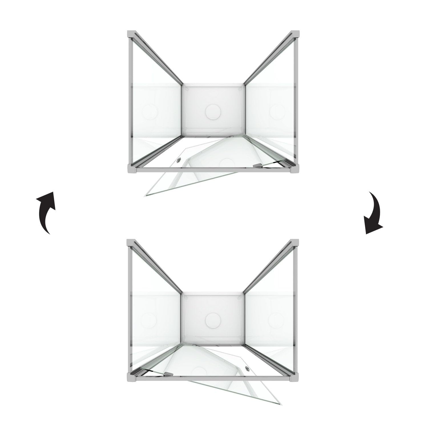 Box Doccia 3 Lati 80x80x80 cm 1 Anta Battente in Cristallo Trasparente 6mm H185 Koge Trio