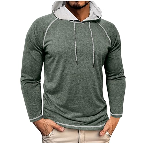 Mis Pedidos Camiseta Manga Larga Hombre,Talla Grande Sudaderas Hombre con Capucha con Cordón Cómodas Transpirables Color Puro Camisetas Deporte Sueltos Pullover Tops Deportiva Ropa Otoño 2025