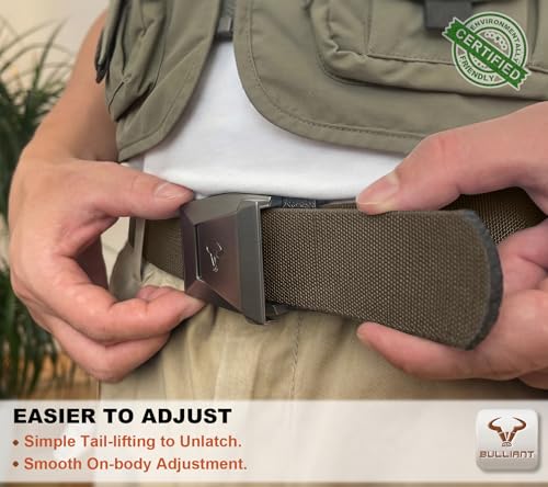 Image of BULLIANT Stretch Tactical Web Belt For Men-Trimmable 1.5 inch-Adjustable Fit | Smooth Sliding | Adjustable for Precise Fit | Tailored Size | Rugged Nylon for Heavy Duty, Hiking, Hunting