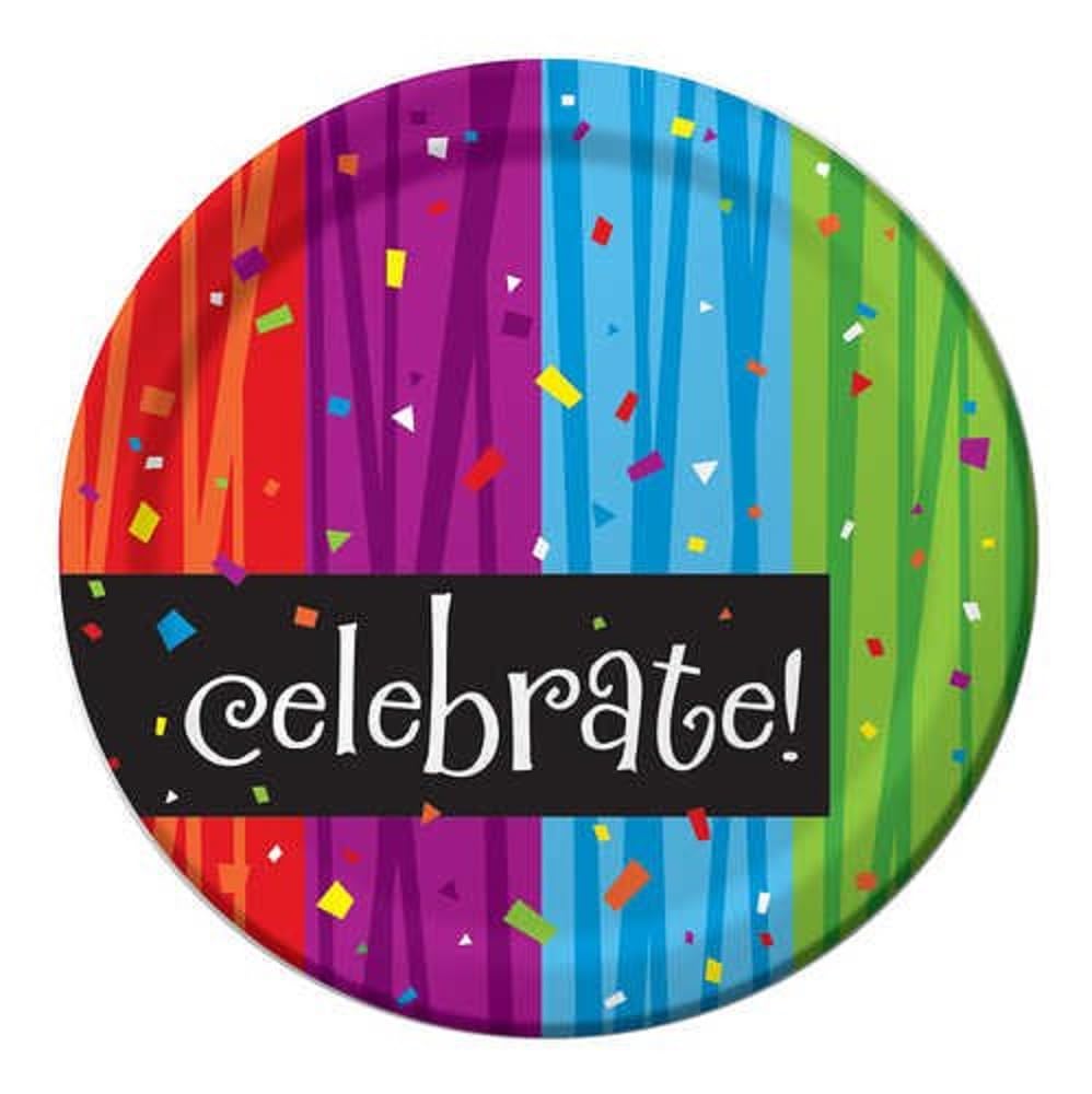 8-Count Round Paper Dessert Plates, Milestone Celebrations- Celebrate