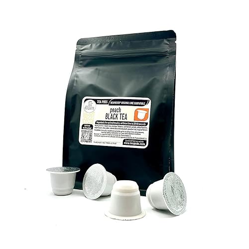 Miniatura 1 de 18 cápsulas de té negro melocotón compatibles con Nespresso OriginalLine cápsulas de té de menta de una sola porción para máquinas de preparación de