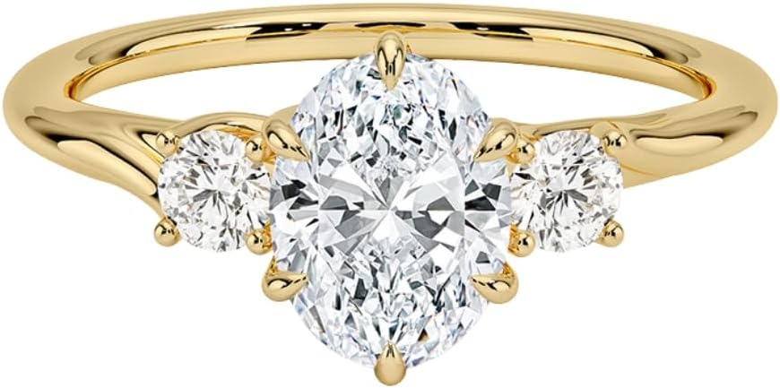 1-5 CT Oval Moissanite Engagement Ring Colorless VVS1 10K 14K 18K Solid Gold, 925 Sterling Silver 3 Stone Moissanite Engagement Ring Christmas Gift For Women