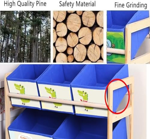 خزانة ألعاب 3 أدوار لغرفة الأطفال أساسيات غرفة الألعاب من سكاي تاتش مع 6 سلال تخزين قابلة للفصل سعة كبيرة اللعب والحضانة وغرف والأولاد والبنات بتصميم زرافة وأبعاد 64×28×60 سم خشب بيج