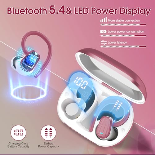 Image of Wireless Earbuds Bluetooth 5.4, 50H Playtime Sport Earphones with Earhooks