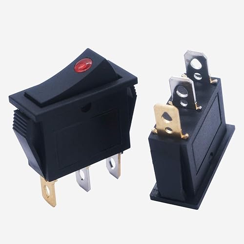 Miniatura 4 de mxuteuk Interruptor basculante iluminado de 12 V, interruptor de encendido y apagado SPST, 3 pines, 2 posiciones, rojo, amarillo, verde, azul, luz