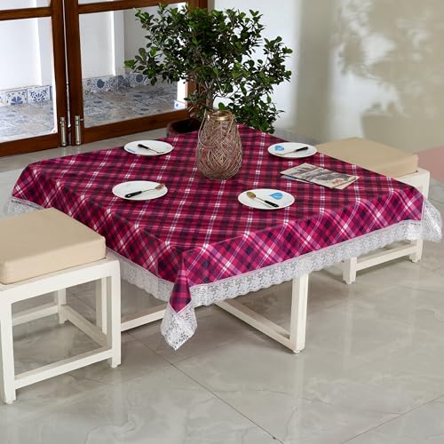 Image of Homerz Premium 6 Seater Dining Table Cloth with 6 Dining Chair Covers,Elastic Fitted Chair Slipcovers, Printed Polycotton Fabric, Table Cloth Size 60x90 inch (Square Professor)