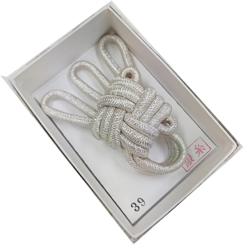 Silk Knot to hold strings for Japanese Shamisen Futozao thin neck (Silver) 津軽三味線 太棹 音緒 (銀)