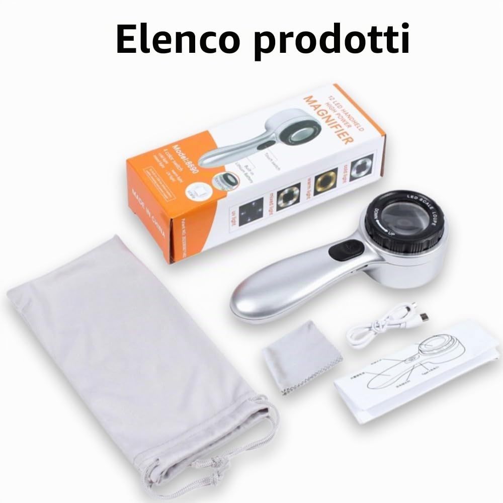 Dermatoscopio portatile, 4 modalità di illuminazione e lente ad alta chiarezza per la pelle, ricaricabile con ingrandimento 30x, dermatoscopio tascabile