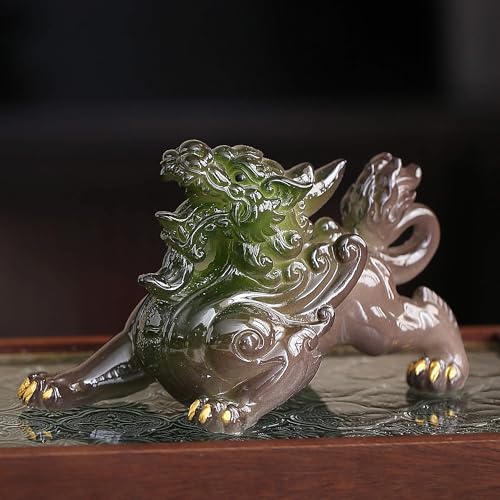 LAVINTTO Color Changing Tea Pet Tea Set Accessories Traditional Gongfu Tea Set Accessory for Tea Lover Friends (Green pixiu)