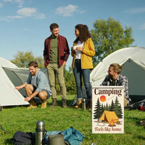 Image of Nuxovilar Camping Flag Fire Pit Garden Flag 12x18 Inches Polyester