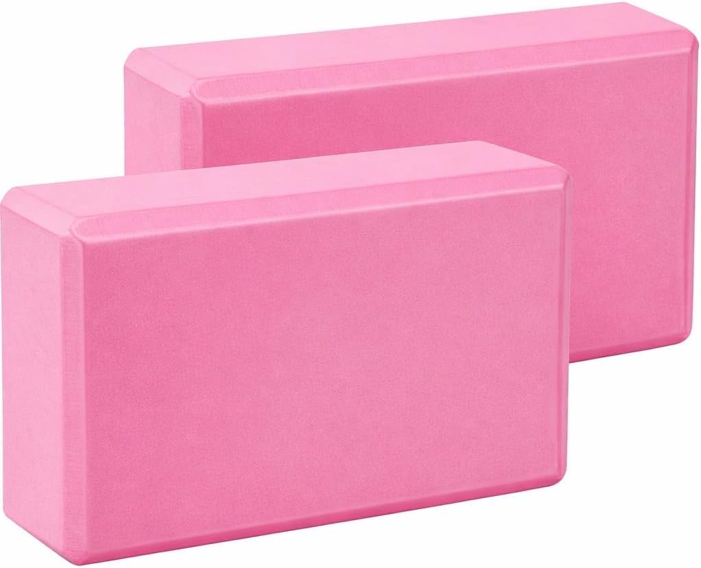 2 Pack Yoga Blocks Non Slip Yoga Bricks for Pilates, Stretching, Balance Durable & Travel-Friendly EVA Foam 23cm×15cm×7cm Lightweight Yoga Accessories for Exercises (Pair of Pink, 23 x 15 x 7 cm)