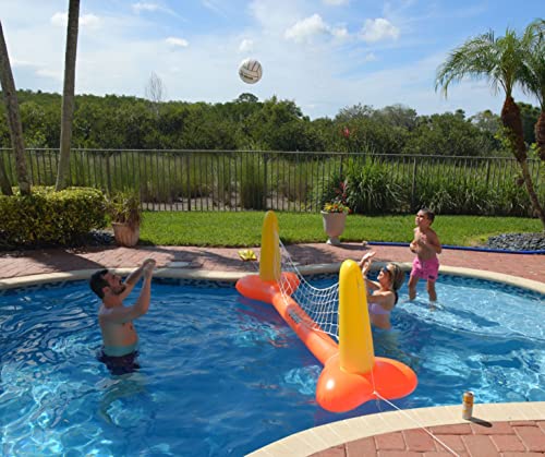 G-Loco Pool Volleyball Set And Pool Basketball Hoops; Pool Float Games; Includes 2 Balls; 1 Pump; Floating Pool Basketball Hoop; Pool Volleyball Net; Volleyball For Pool; Basketball For Pool #TOP2