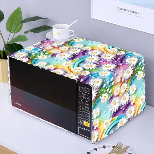 Image of Printed Microwave Oven Cover | Dustproof Waterproof Non-Slip Fabric Cover | Kitchen Decorative Appliance Protector | Kitchen Appliance Cover. (NightIngale)
