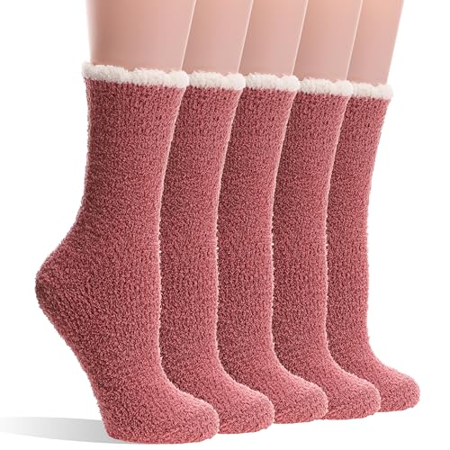 Image of EBMORE Womens Fuzzy Socks Fleece Fluffy Cabin Plush Warm Sleep Soft Cozy Winter Adult Socks