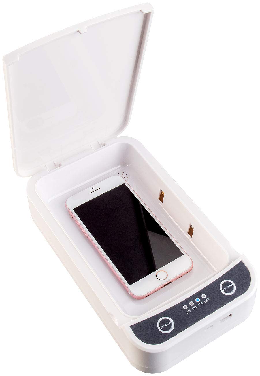 Somikon UV-Sterilisator: 2er-Set UV-Desinfektions-Boxen für Smartphone, Brille, Schlüssel usw. (Sterilisator Desinfektionbox, Desinfektionsbox, NAS)