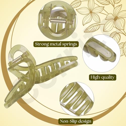 Image of Cerrito 3 Pcs Big Hair Claw Clips, Large Round & Rectangle Clutchers for Hair, Strong Hold Nonslip Jelly Clip Hair Accessories for Women & Girls with Thick, Thin, Curly, Straight, Multicolor