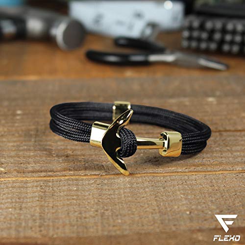 Flexo Anchor Surfer Bracelet Paracord Nautical Handmade Nylon Black Gold Silver Plated Dorsal Bracelet Rope Bracelet For Men And Women Gold thumb #3