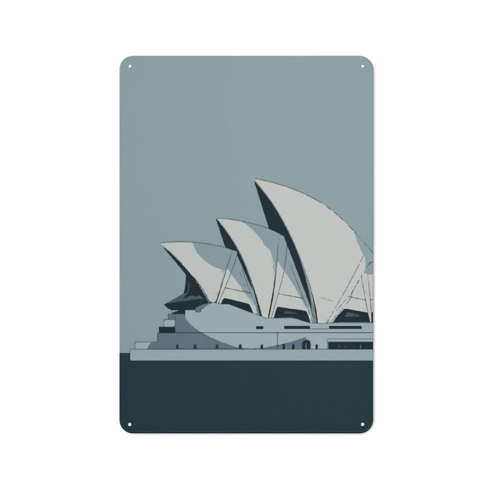 Junmoney Sydney Opera House Minimalist Art Metal Plaque 30X20cm With For Pub Or Café, Rustic Decor, For Pub Decor Enthusiasts