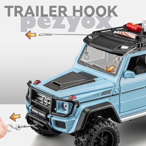 Image of 1:24 Diecast Mercedes-Benz G550-4X4 Modified Metal Pull Back Car with 6 Openable Doors & Sound Light Auto Toy car Best Gift Toys for Kids Boys (Sky Blue)