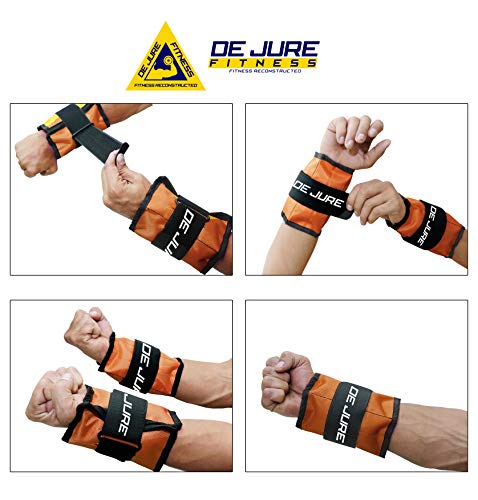 Image of De Jure Fitness Adjustable Ankle & Wrist Weights Pair (1KG x 2) for Men & Women | Strength Training, Walking, Running, Workout, Yoga | Comfortable, Durable | Orange - 2KG