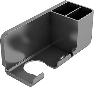 SHOKHI Wall Mounted Hair Dryer Holder Bathroom Shelves Shaver Hair Dryer Stand with Storage Box Toilet Organizers (Color : White)