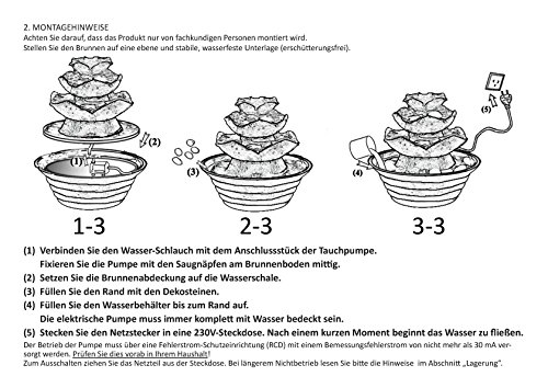 dobar® Design Tischbrunnen 96410e - Zimmerbrunnen dreistufig in Steinoptik - Kleiner Springbrunnen - Dekoratives Wasserspiel für Wohnzimmer/Büro/Indoor - Zierbrunnen - 22,2 x 22,2 x 20,6 cm - Schwarz