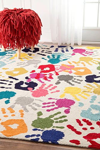 nuLOOM Pinkie Handprint Nursery Kids Rug, 3' x 5', Multi