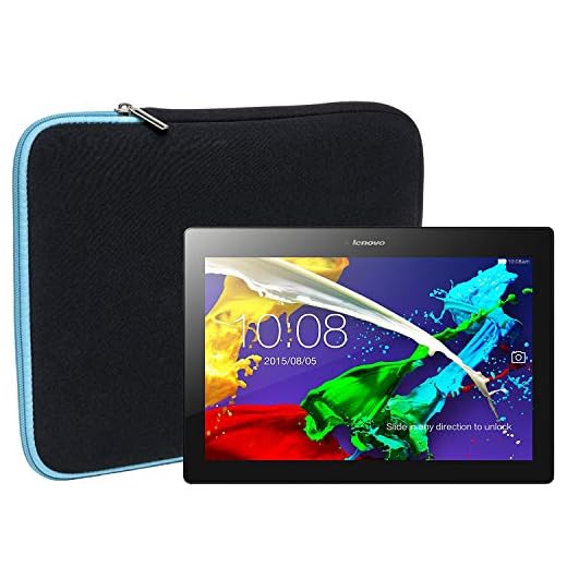 Slabo Surfplatta fodral skydd för Lenovo Tab 2 A10-30 väska skyddande fodral av neopren – turkos/svart