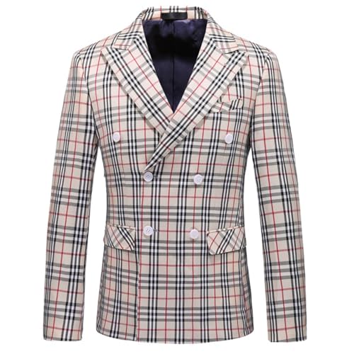 Veste à double boutonnage homme carreaux blazer col cranté ajusté chic habillé