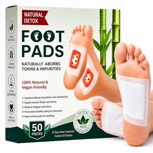 Image of Herbal Detox Foot Pads (Pack of 50) | Natural Bamboo Vinegar Foot Patch for Relaxation & Sleep Support | Gentle Herbal Ingredients for Daily Wellness, Foot Care & Comfort | Easy Overnight Use