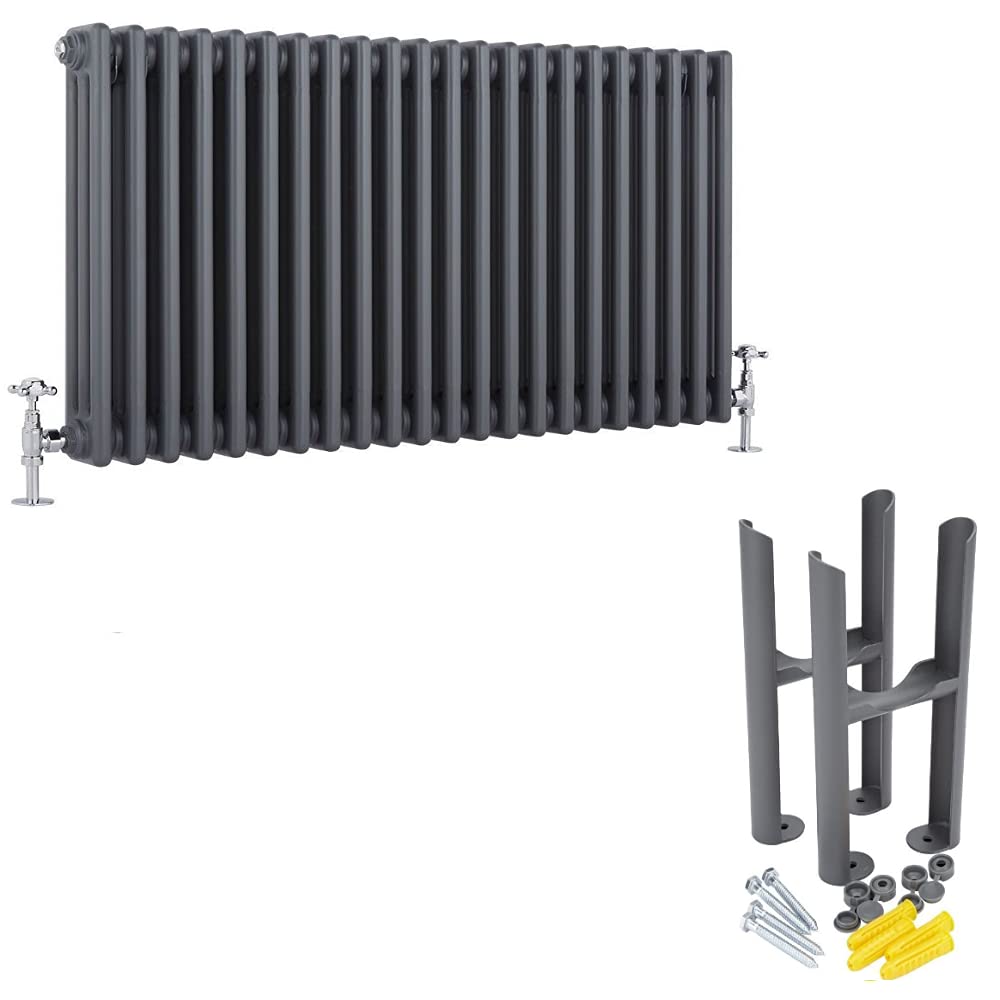 MILANO Anthracite Cast Iron Style Horizontal 3 Column Radiator 600x1010mm