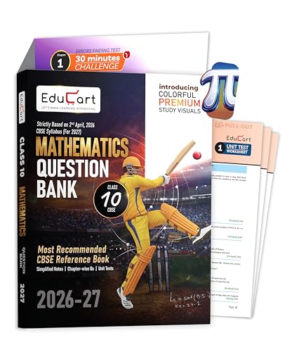 Image of Educart CBSE Class 10 Mathematics Question Bank 2026-27 | Chapterwise, Case-Based & Competency-Based Questions | Unit Test Worksheets, Notes & Visuals | NCERT Based CBSE 2027