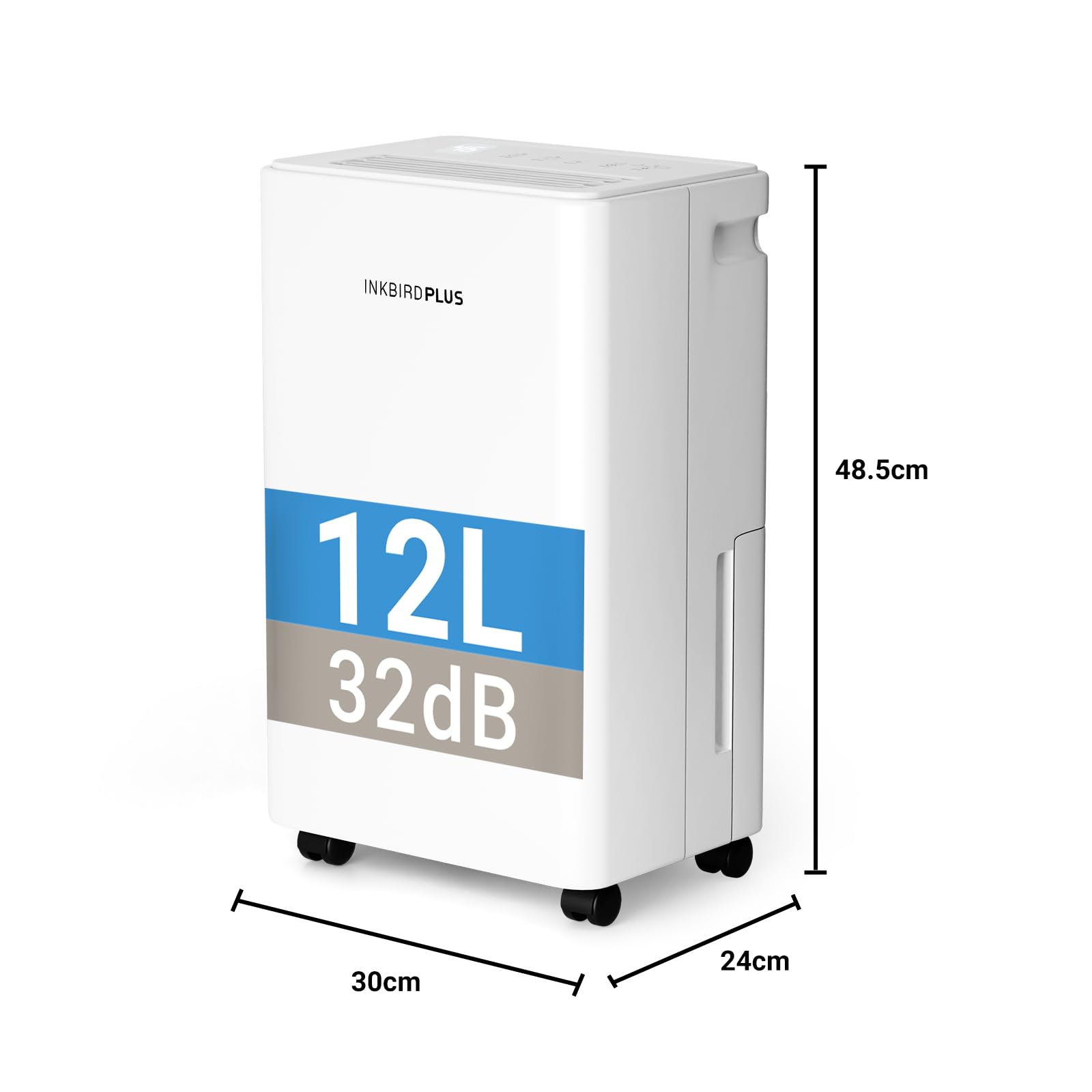 INKBIRDPLUS Osuszacze powietrza, 12L/24h Odwilżanie, 3 Tryby Odwilżacz Domowy, Automatyczne Odefrostowanie, Timer i Ochrona Dzieci, Zbiornik 1800ml + Rura Odwodnienia