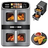 Friggitrice ad aria a doppio strato di grande capacità, 2 cassetti verticali, design salvaspazio...