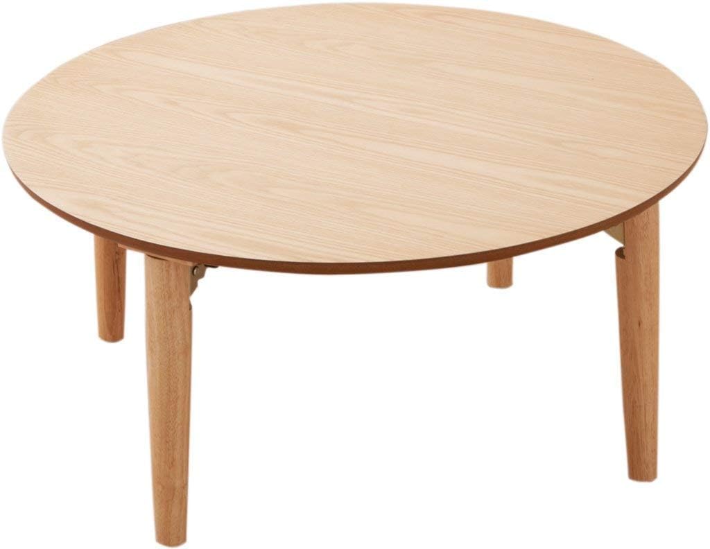 EMOOR Wood Folding Coffee Table Round (25.6") Natural, Floor Sitting Low Table Small Space Minimalist Japanese Tatami Room