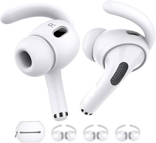 AhaStyle AirPods Pro 2 Ear Hooks 3 Pairs Anti-Slip Ear Covers Silicone AccessoriesNot Fit in The Charging CaseCompatiable with Apple AirPods 2nd Generation 2022 (White)