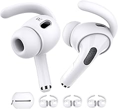 AhaStyle AirPods Pro 2 Soft Silicone Ear Hooks【Storage Pouch Added】3 Pairs Non-Slip Ear Covers Accessories Compatible with Apple AirPods Pro 2 2022 (3 Large, White)